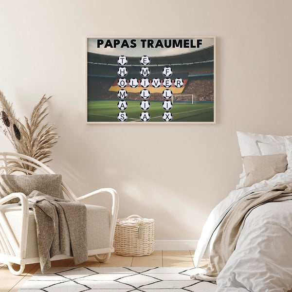 Personalisiertes "Papas Traumelf" Fußball-Poster mit Namen - Das perfekte Geschenk für den besten Papa