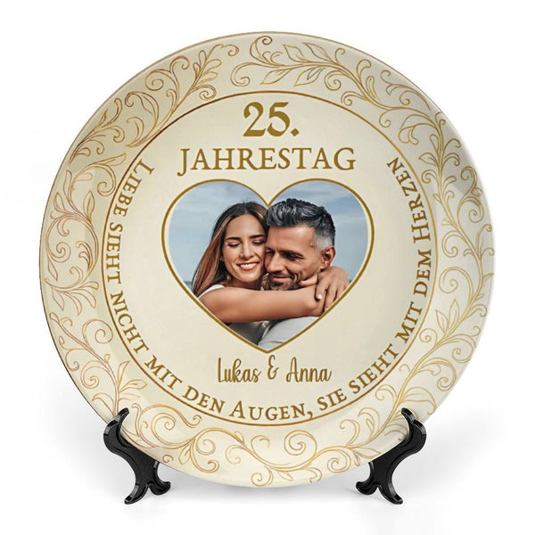 Personalisierter Teller zum Jahrestag mit Foto & Spruch - Romantisches Geschenk für Paare