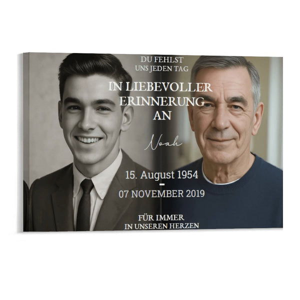 Personalisierte Gedenk-Leinwand "In liebevoller Erinnerung" mit Foto - Trostspendendes Trauergeschenk